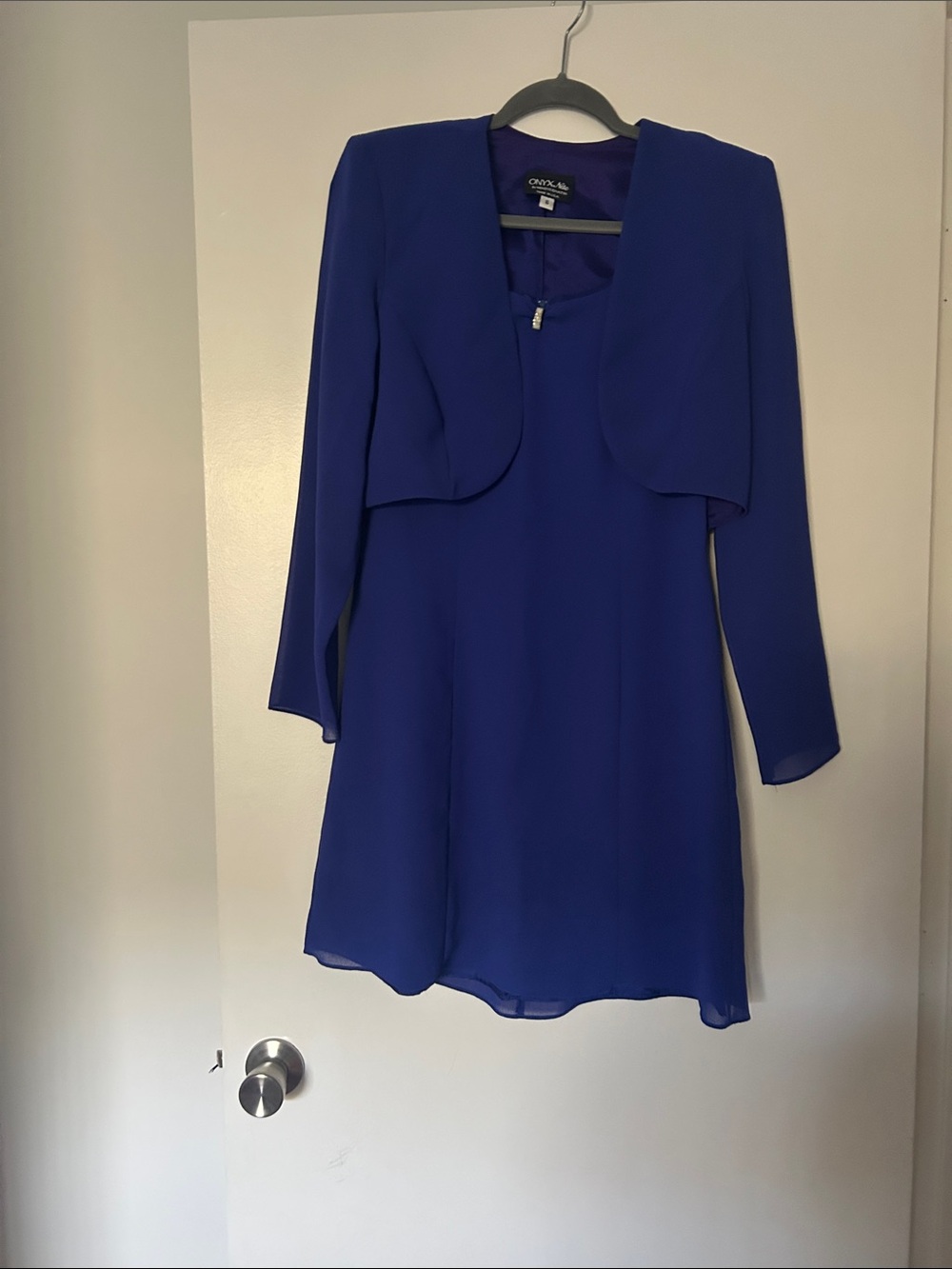 Onyx Nite Cobalt Blue Long Sleeve Dress with Bolero